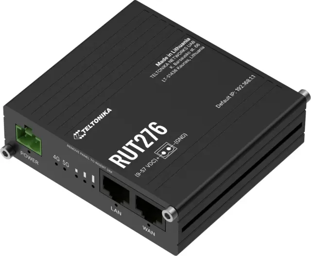 Teltonika RUT276 Industrial cellular RedCap 5G Wi-Fi Router, RS232 and RS485