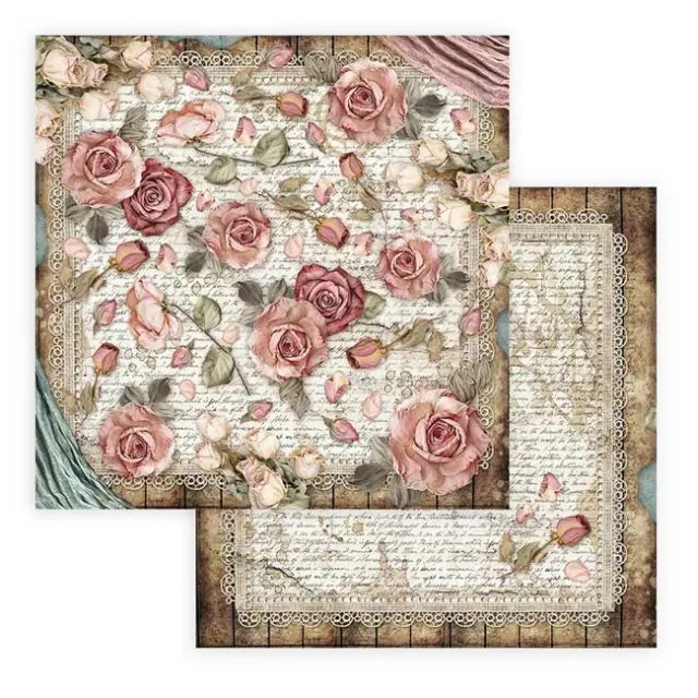 Χαρτί Scrapbooking Stamperia Διπλής Όψης - Passion Roses & Laces - 31x30cm