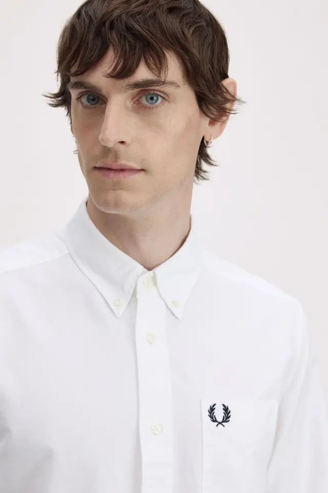 Fred Perry Oxford Shirt Λευκό White - XL