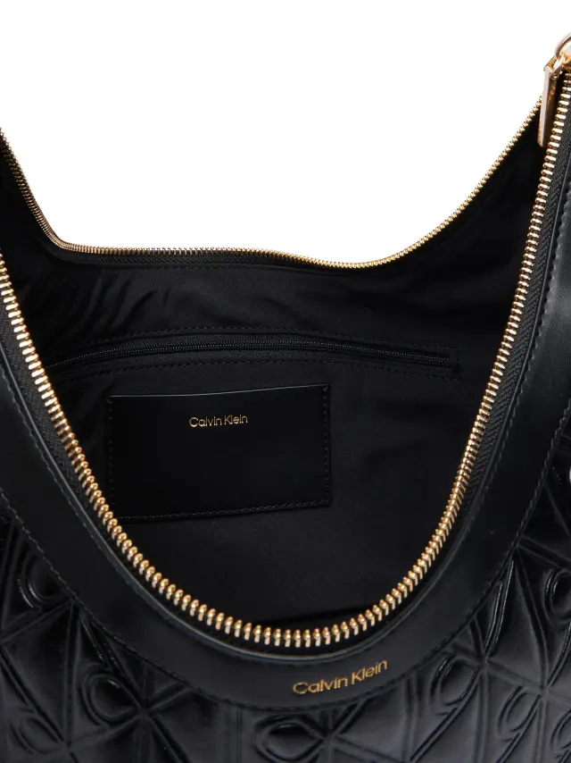 Calvin Klein Emblem Aop Debossed Medium Shoulder Bag Μαύρο 3