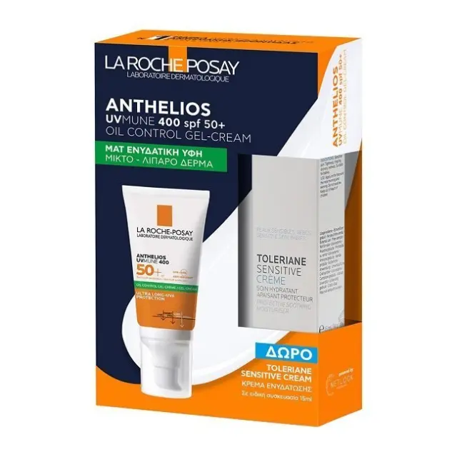 La Roche Posay PR Anthelios Uvmune 400 Oil Control Gel Cream SPF50+ 50ml & ΔΩΡΟ Ενυδατική Κρέμα Toleriane Sensitive 15ml