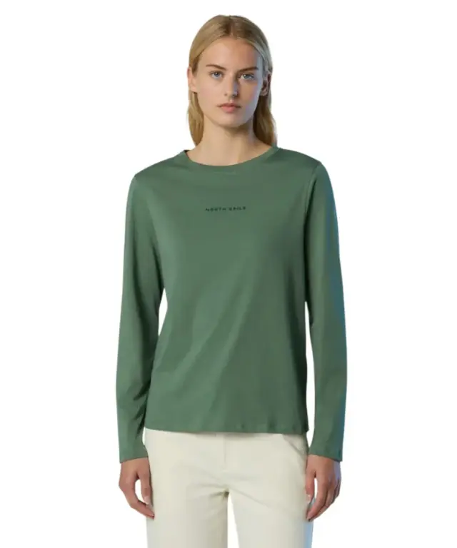 North Sails - Γυναικείο Μακρυμάνικο T-Shirt Raised logo 093566-000-0483 Πράσινο - XS