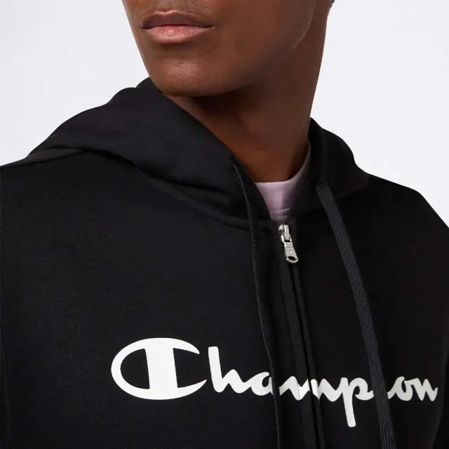 Champion Men's Fleece Full-Zip Script Logo Hoodie Μαύρο 221810-KK001 (Champion) 3