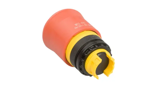 M22-PVT Emergency stop/emergency switching off pushbutton, RMQ-Titan, Mushroom-shaped, 38 mm, Non-illuminated, Turn-to-release function, Red, yellow, RAL 3000