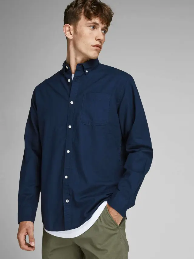JJEOXFORD SHIRT LS NOOS Navy Blazer 2
