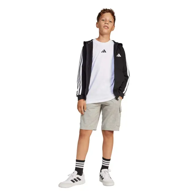 adidas Sportswear Kids 3Stripes Fleece Full-Zip Hoodie Μαύρο JD6494 (adidas Sportswear) 3