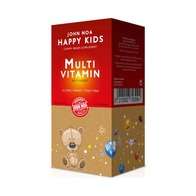 John Noa Happy Kids MultiVitamin Multiflavoured Gummy Bears Πολυβιταμινούχο Συμπλήρωμα Διατροφής Για Παιδιά Με 3 Γεύσεις, 90 Ζελεδάκια 2