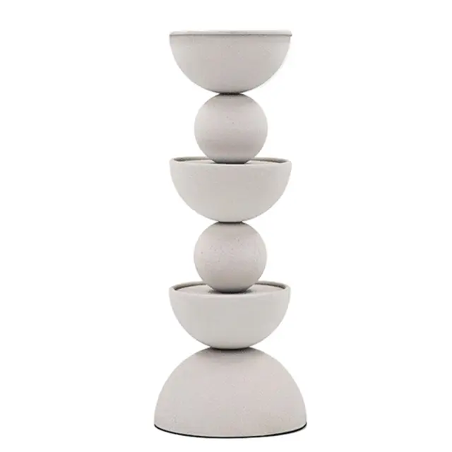 Κηροπήγιο μεταλλικό Sandy White 12,5x12,5x32cm Zaros 26319 HT682