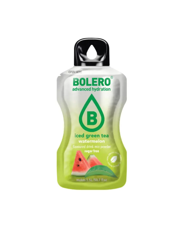 BOLERO Iced Green Tea Καρπούζι – χυμός σε σκόνη για 1,5L (σακουλάκι 9γρ)