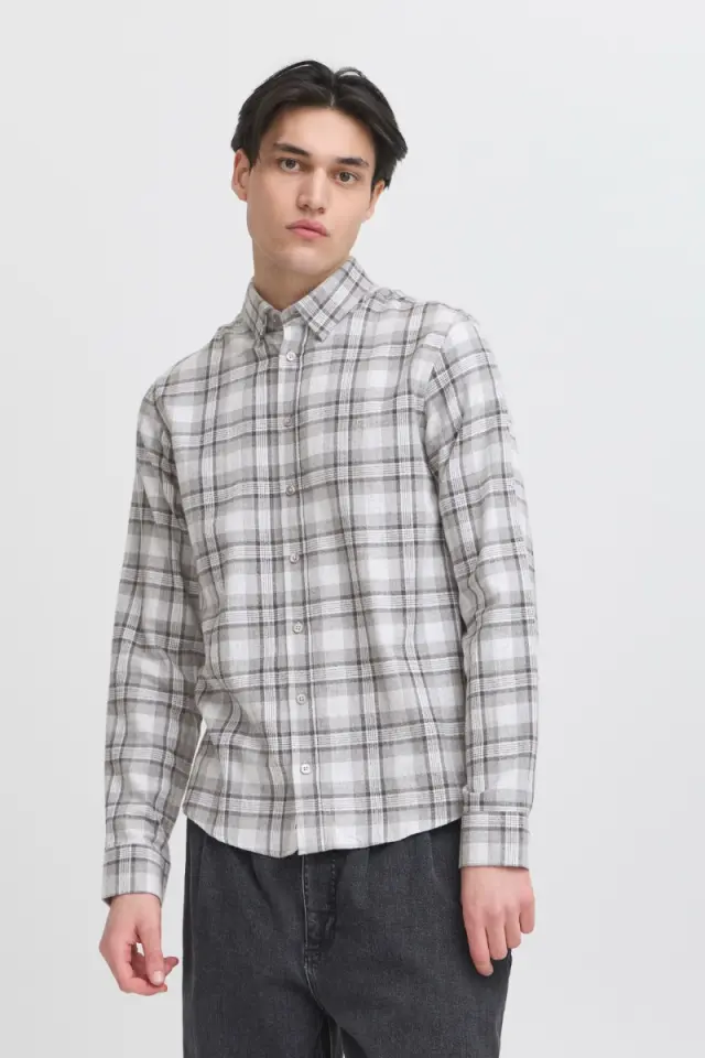 Casual Friday Ανδρικό Πουκάμισο Καρό 20505585 – Mid Grey Melange - M