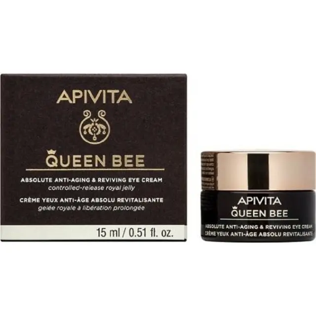 APIVITA QUEEN BEE Κρέμα Ματιών Απόλυτης Αντιγήρανσης & Αναζωογόνησης με Βασιλικό Πολτό Ελεγχόμενης Αποδέσμευσης, Πρόπολη, Μέλι