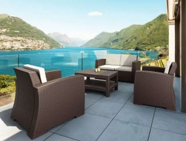 Σετ Σαλόνι-Καθιστικό MONACO Καφέ PP 140x79x79/82x79x79/92x57x43cm 2