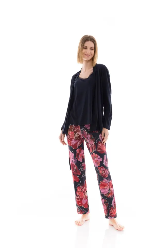 W1371 - Type - PYJAMA 3PCS MAGENTA FLOWER - XXL 3