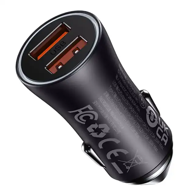 Baseus Φορτιστής Αυτοκινήτου Golden Contactor Max, 2x USB, 60W (Ανθρακί)