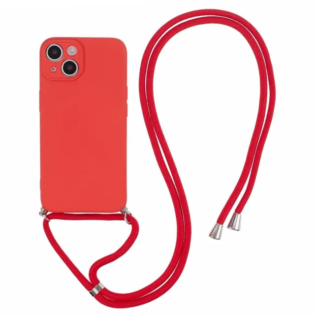 Θήκη Σιλικόνης Με Κορδόνι για τον Λαιμό για iPhone 15 Red OEM