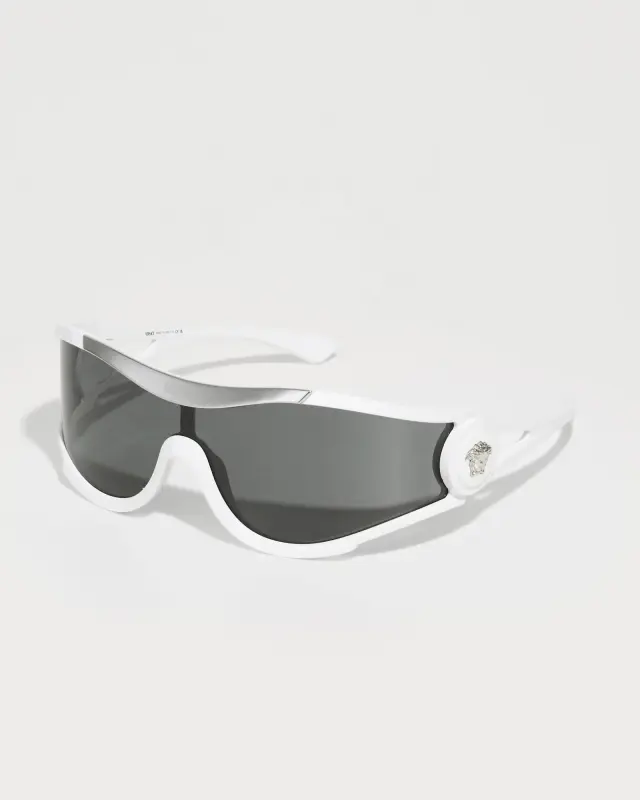 Versace VE4475 314/87 Unisex Λευκά Γυαλιά Ηλίου με Γκρι Φακό - 42 mm