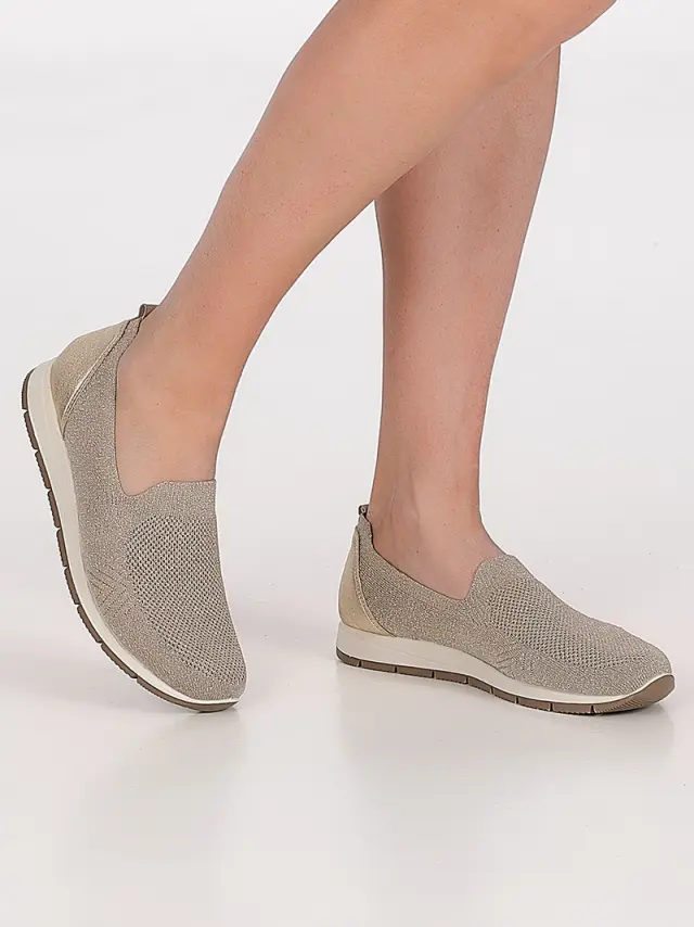 Imac Μοκασίνια-Loafers Γυναικείο ύφασμα flyknit Μπεζ IMA/707210 TAUPE/PLAT 2