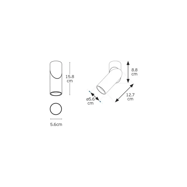 Emi Σποτ οροφής κύλινδρος GU10/PAR16 ø5.6x12.7cm κινητό λευκό Άσπρο 2