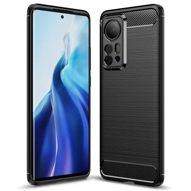 Προστατευτική Θήκη Σιλικόνης για Xiaomi 12 Pro - Carbon Fiber Black OEM