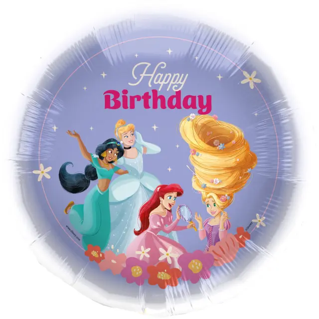 Μπαλόνι Φοιλ 17 Disney Princess / 43 εκ - Happy Birthday Rapunzel - Cinderella- Jasmine - Ariel