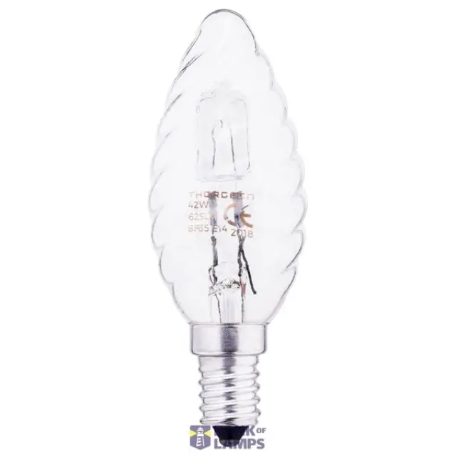 Halogen Lamp 42W E14 BF35 240V Candle Twisted Clear