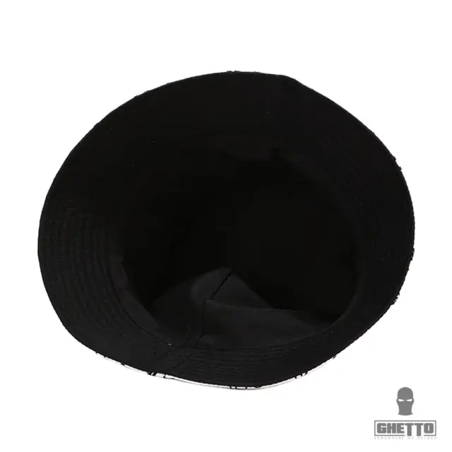 Ghetto White Double Sided Bucket Hat Black Printed Music Notes 3