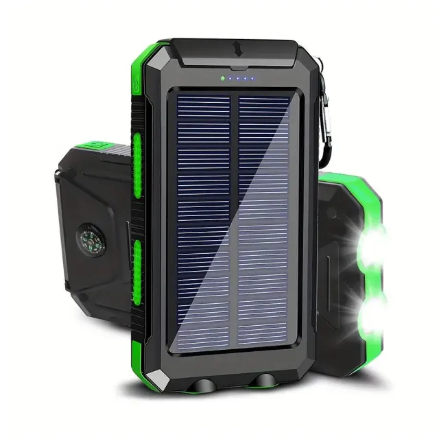 Φορητό Ηλιακό Powerbank 10000mAh Led-2Θύρες - Green