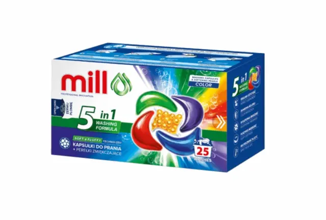 MILL PRO 5k laundry capsules + COLOR softening beads, 25 pcs.