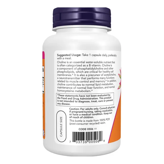 Now Foods Choline 300 mg Veg Capsules 3