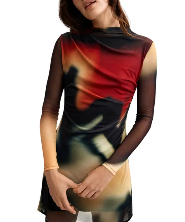 Desigual - Γυναικείο Mini Φόρεμα Estocolmo 26WWVK22-2000 Μαύρο με Σχέδια 3