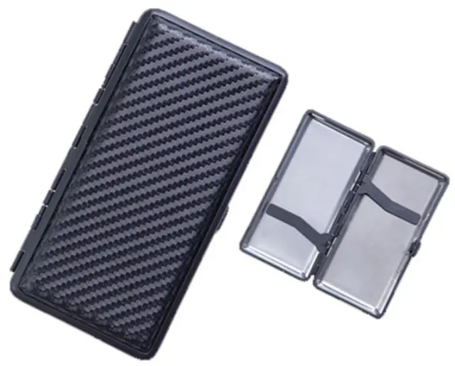 Ταμπακιέρα μεταλλική Μαύρη Carbon Mat για τσιγάρα 100mm