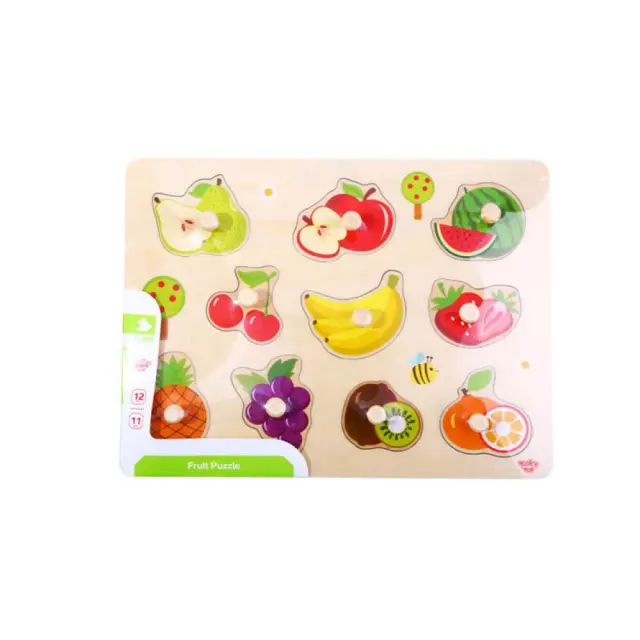Tooky Toys Ξύλινο Παζλ Σφηνώματα με Φρούτα 18+ Μηνών 3