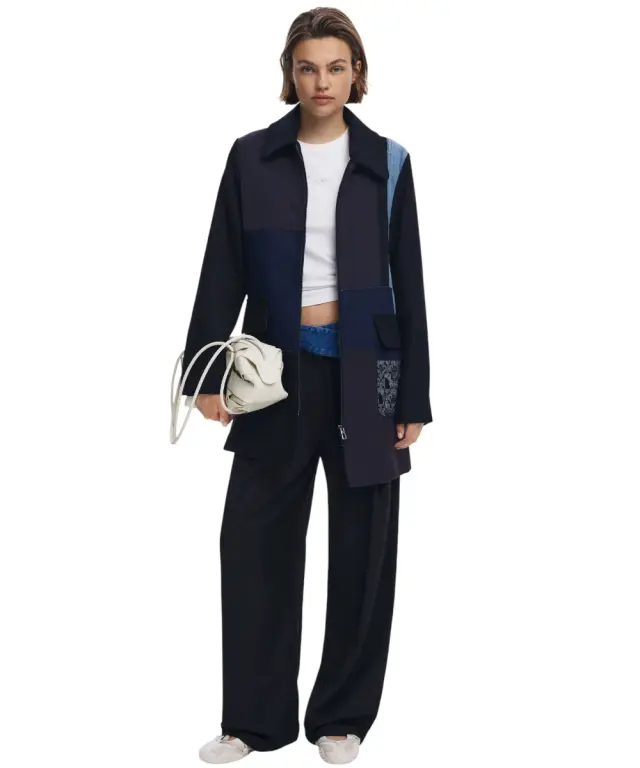 Desigual - Γυναικείο Παλτό Straight Patchwork 25WWEW46-2000 Μαύρο 2