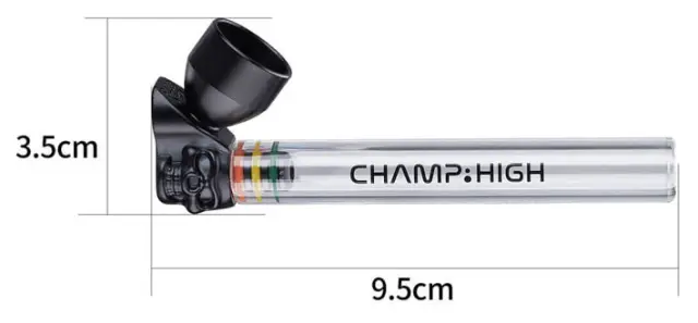 Champ Πιπάκι Γυάλινο 9,5 cm Skull 45° με Δώρο Τριφτη Καπνού Grinder 30mm 2