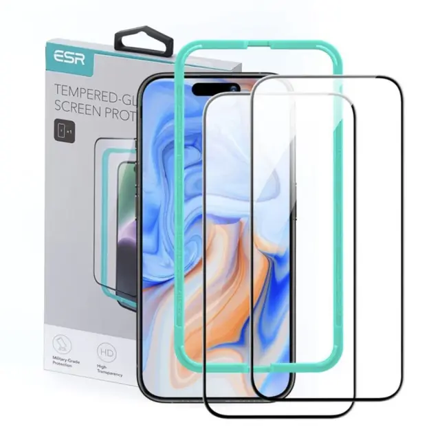 Esr Tempered Glass 2-pack Iphone 15 / 16 Black