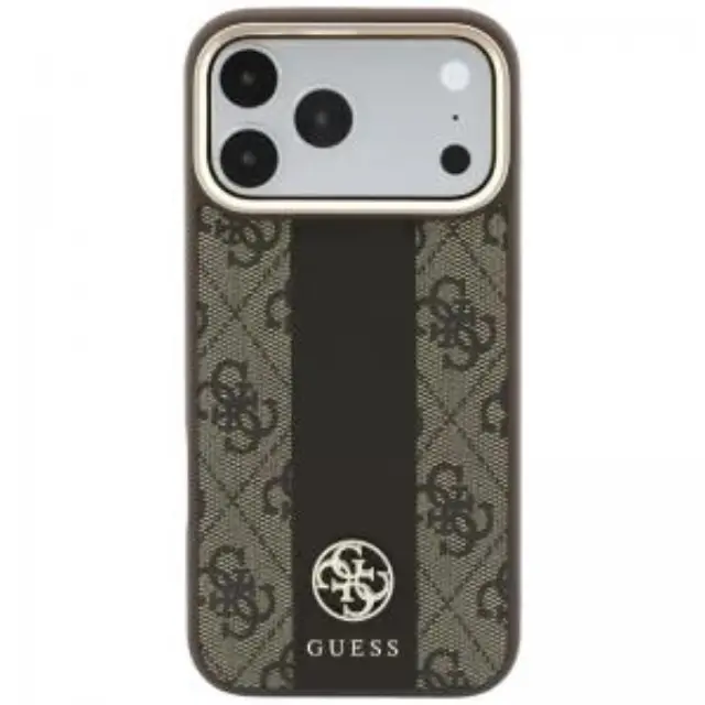 Θήκη TPU & PC Guess Apple iPhone 18 Pro Max/ 17 Pro Max MagSafe Leather Stripe Round Classic Logo Καφέ N71809 2