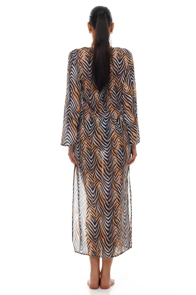 Μακρύ διάφανο φόρεμα animal print 2