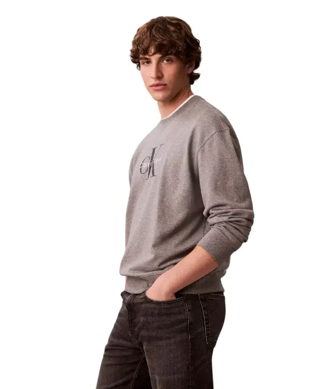 Calvin Klein - Ανδρικό Φούτερ Hoodie 350Terry Monologo Loose Fit LV04RD242G-P7E Γκρι - XL 2