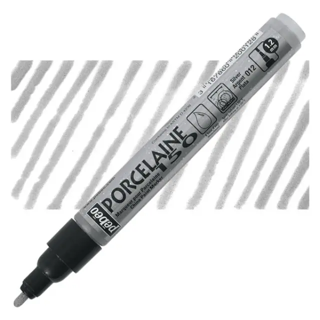Pebeo Porcelaine Μαρκαδόρος Πορσελάνης - 12 Silver 1.2mm