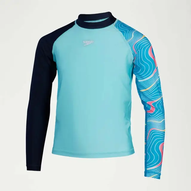 Speedo Boy's Printed Long Sleeve Rash UV Protection Top Γαλάζιο 800316516777 (Speedo)