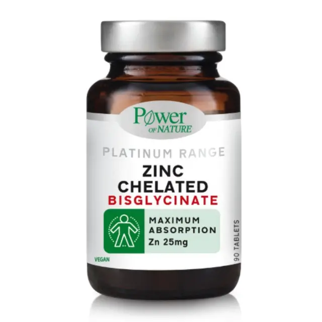Power Health Zinc Chelated Bisglycinate 90 tabs, Συμπλήρωμα Διατροφής Χηλικής Μορφής Δισγλυκινικού Ψευδαργύρου με Μέγιστη Απορρόφηση 90 δισκία