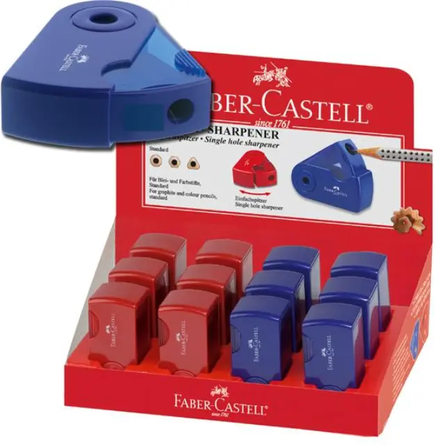 Ξύστρα Faber Castell Sleeve mini Μονή Κόκκινο Μπλε 182711