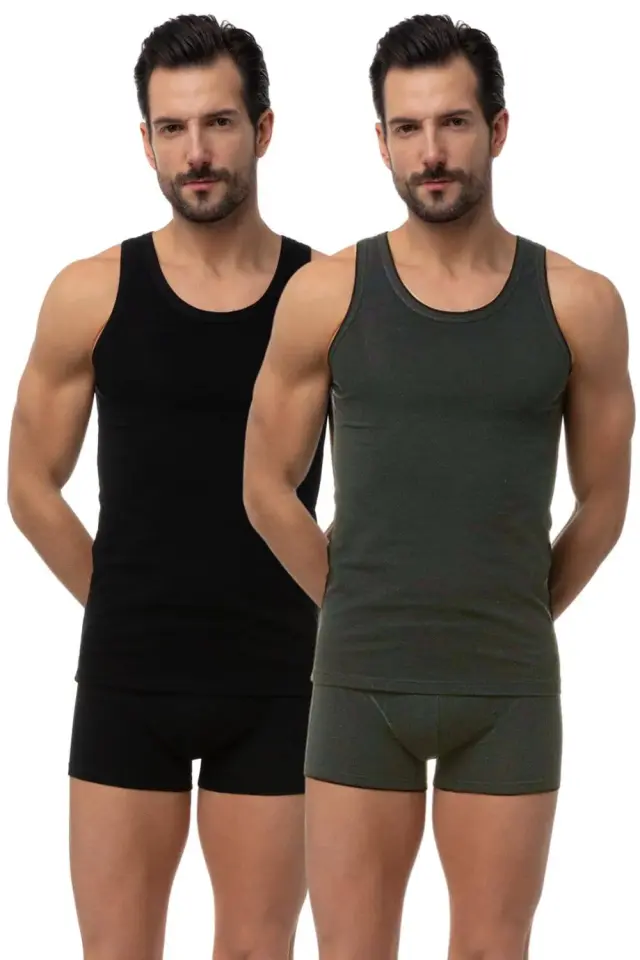 Minerva Sporties Αμάνικη Ανδρική Φανέλα 2Pack 12014-160 - ΑΝΘΡΑΚΙ-ΜΑΥΡΟ - XXL