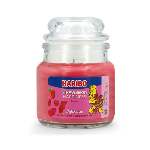 Haribo Αρωματικό Κερί σε Γυάλινο Βαζάκι: Strawberry Happiness