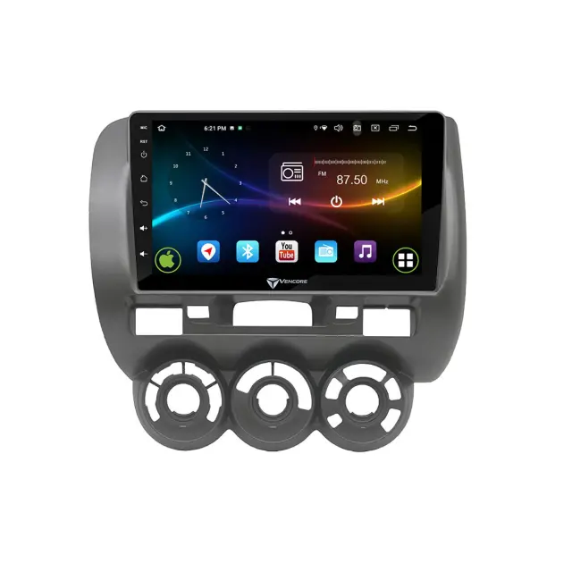 VenCore Οθόνη Multimedia Android 15 9" 9109A MTK6762 Octa-Core 2GB/32GB IPS με Πρόσοψη, CarPlay, Android Auto και Υποστήριξη Κάμερας Οπισθοπορείας AHD για Honda Jazz Manual A/C 2002-2008 – Γκρι (3236-10007-0589G) 2