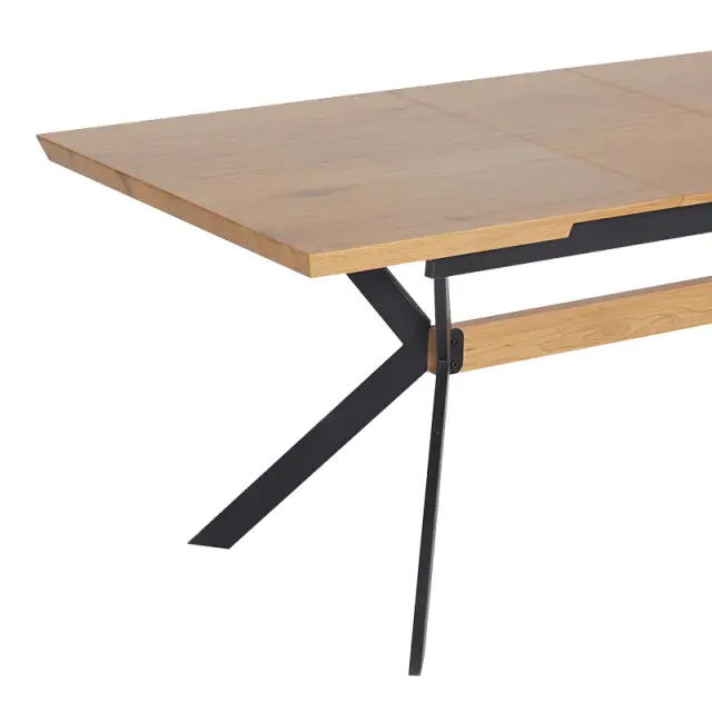 Τραπέζι Jessamy pakoworld επεκτεινόμενο MDF 43mm σε φυσική απόχρωση και πόδι μεταλλικό μαύρο 160/200x90x76εκ 3