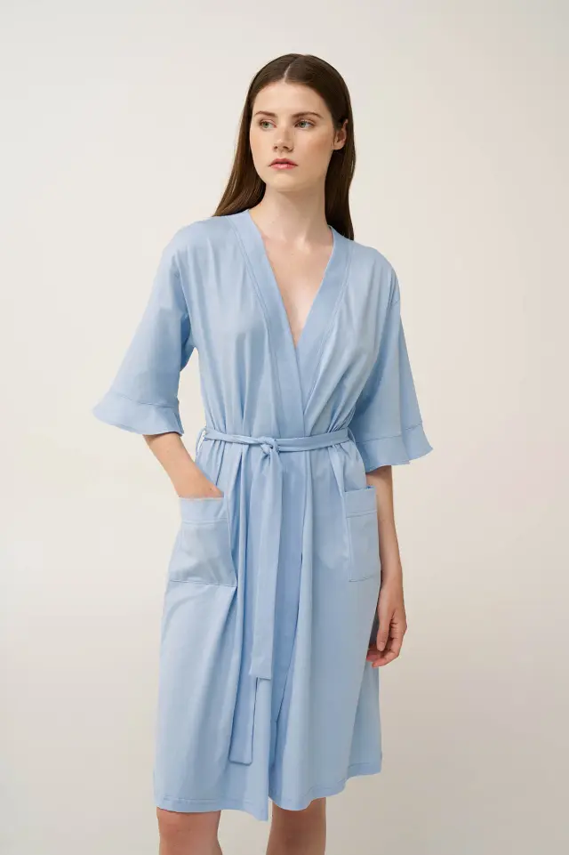 Γυναικεία Σταυρωτή Ρόμπα Βαμβακερή Vamp 24250 BLUE KENTUCKY