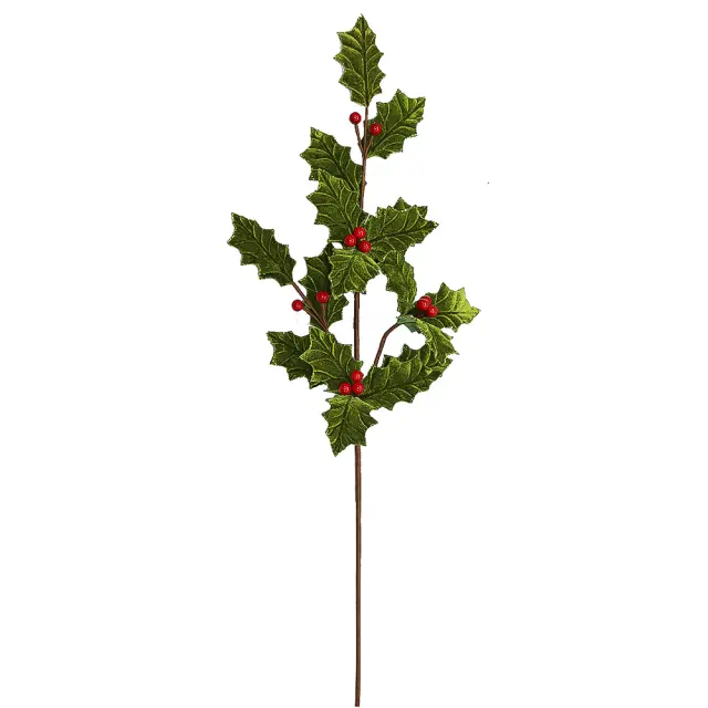 Κλαδί γκυ βελούδινο φύλλα+χρυσό trim 78cm HomeGuru 25815 AX786