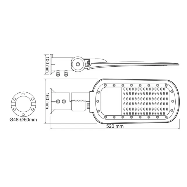 LED ΦΩΤΙΣΤΙΚΟ ΟΔΙΚΟΥ ΓΚΡΙ 230V AC 40W 4000K 5600LM 140x90˚ CLASS I IP66 / NORD4040 3