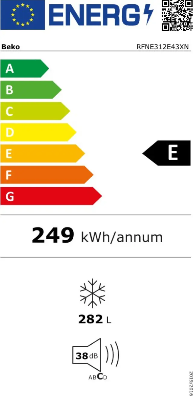 ΚΑΤΑΨΥΚΤΗΣ ΟΡΘΙΟΣ (180-188χ60) RFNE 312E43 XN BEKO (E) 2